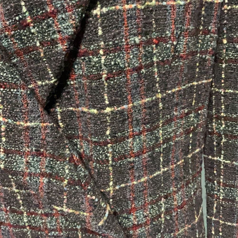 Phillipe Adec VTG One Button Wool Blend Plaid Tweed Prune Blazer Sz 12/44 NWT - Picture 7 of 7